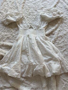 Altrd STATE White Puff-Sleeve Eyelet Dress